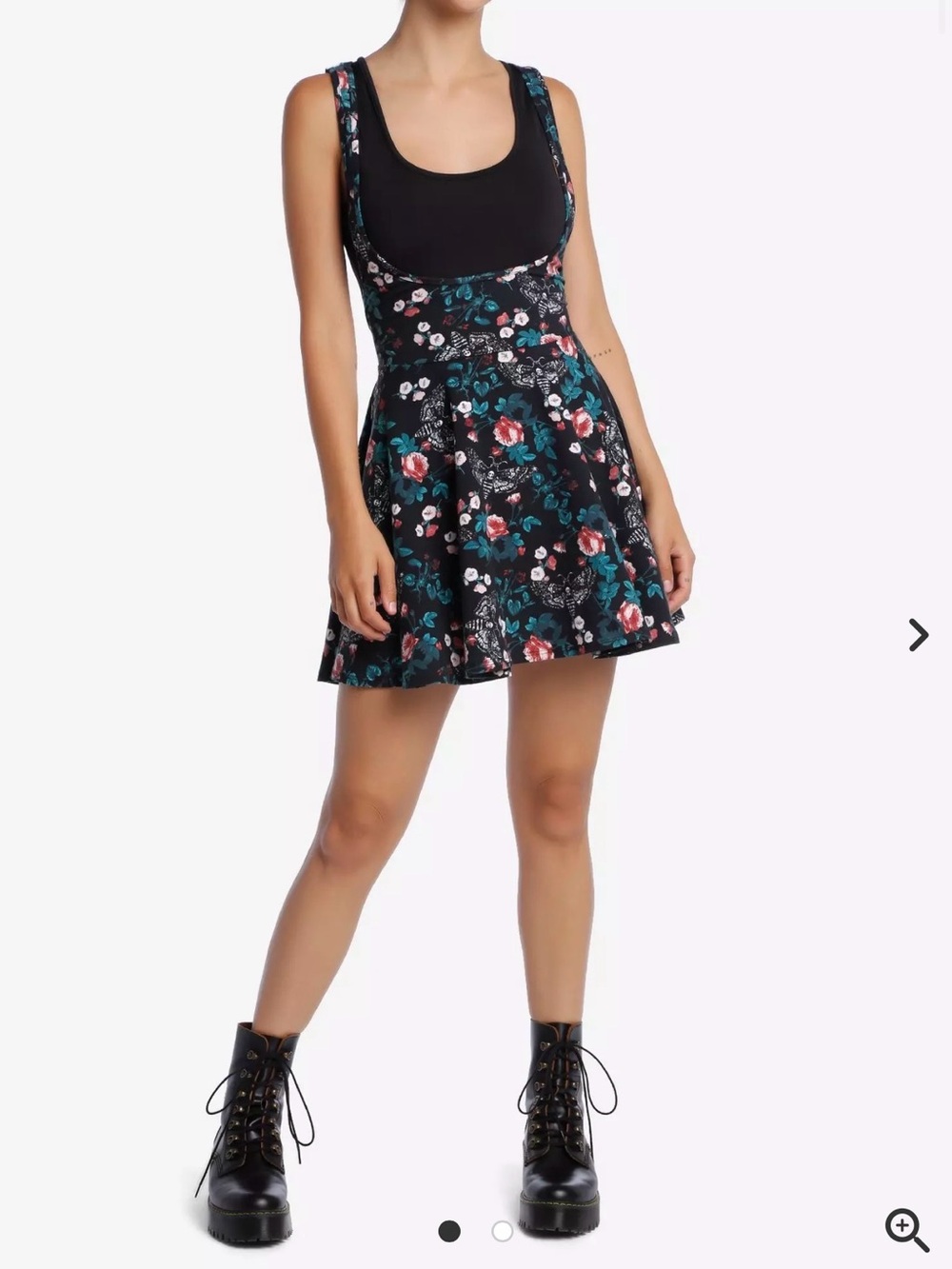 Death Moth & Roses Scoop Suspender Skirt NWT 2x